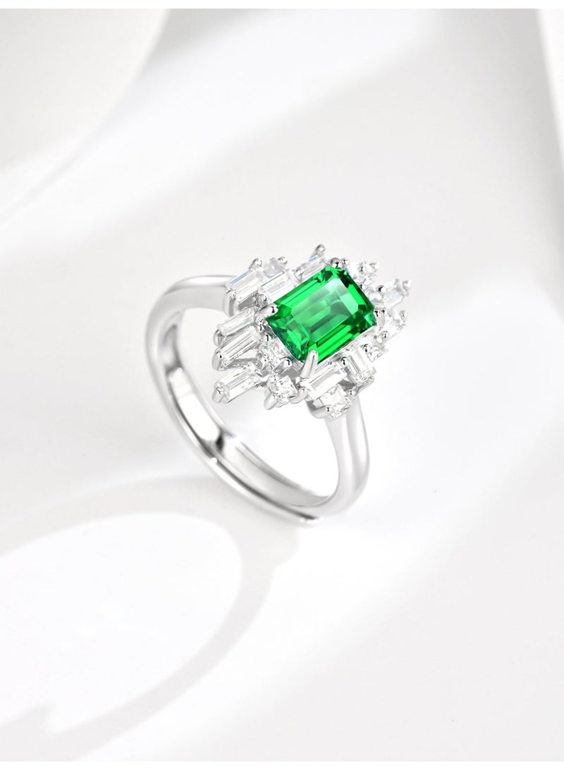 Field Fashio ring Artificially cultivated gemstone ring - emerald ringi for girls - Image 3